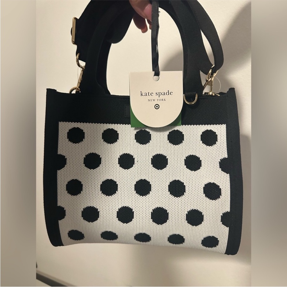 NWT Kate Spade x Target Black and White Polka Dot Tote Bag - Picture 7 of 8